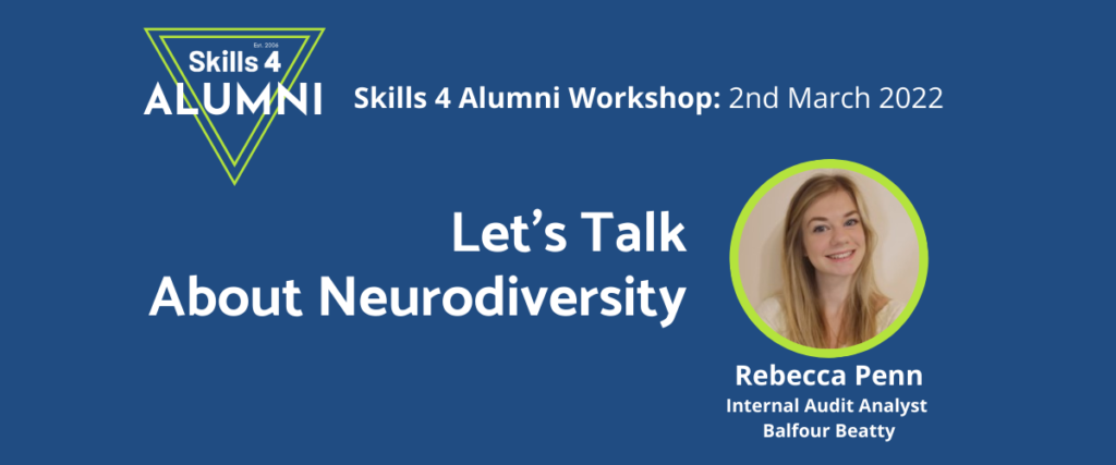 Lets talk about neurodiversity banner withh image of rebecca penn