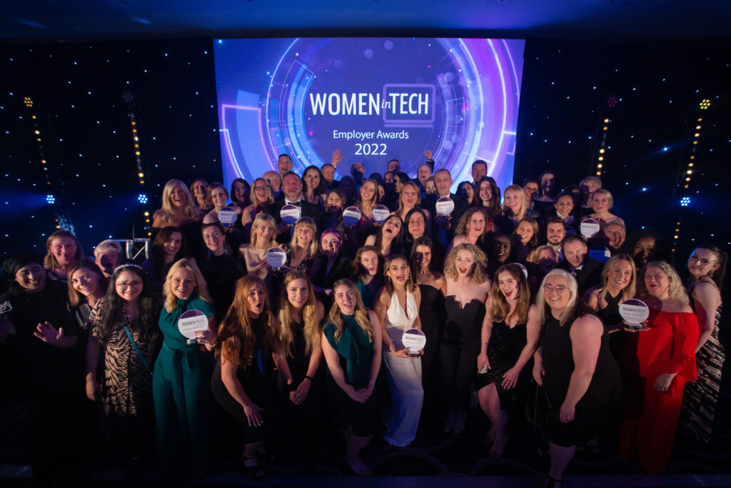 All winners of the women in tech awards on stage